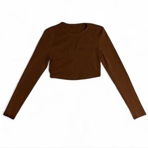 Brown Long Sleeve Crop Top